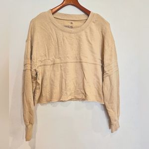 So Lounge Life Cropped Sweatshirt Large Tan